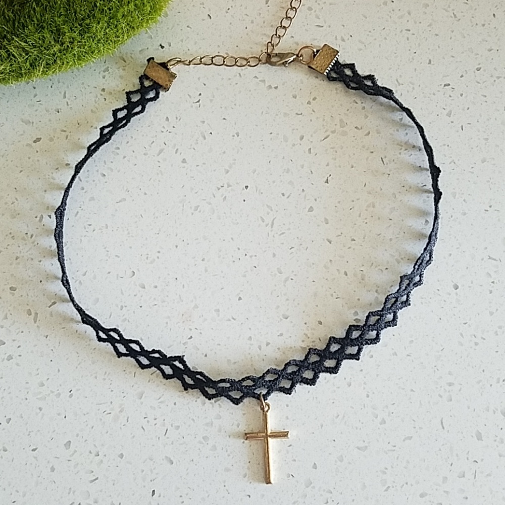 Free with any purchase Black Cross Choker